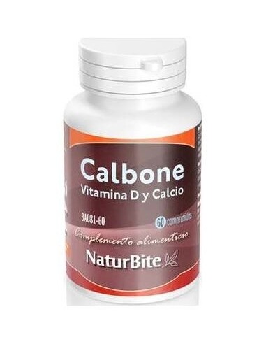Calbone - Calcio con vitaminas D3 y K1, 60 Comp. de NaturBite