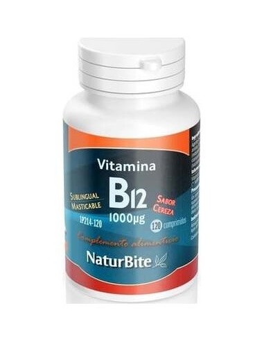 Vitamina B12 1000mcg Masticable, 120 Comp. de NaturBite