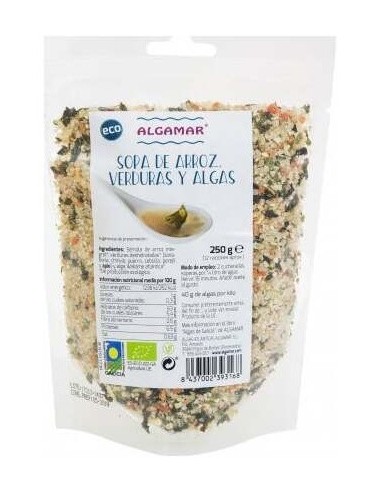 Sopa de Arroz, Verduras  y Algas 250 g de Algamar
