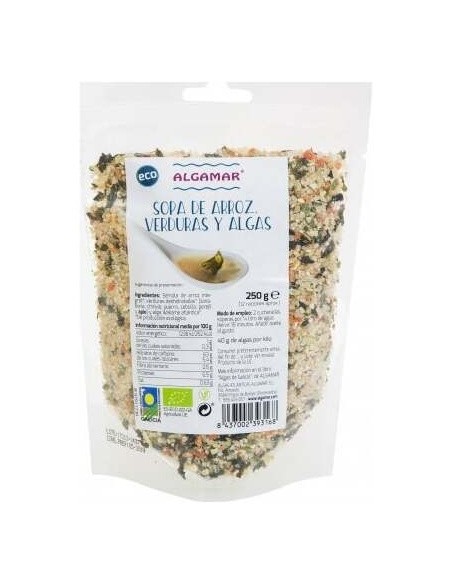 Sopa De Arroz, Verduras Y Algas Bio 250 g  de Algamar