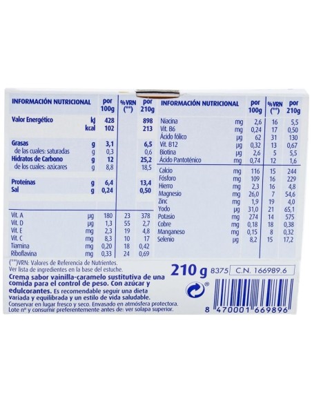 Copa Sustitutiva Vainilla-Caramelo 210Gr. de Bimanan