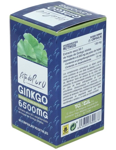 Pacote 3X2 Ginkgo 6500Mg. 40Cap. Estado puro de Tongil