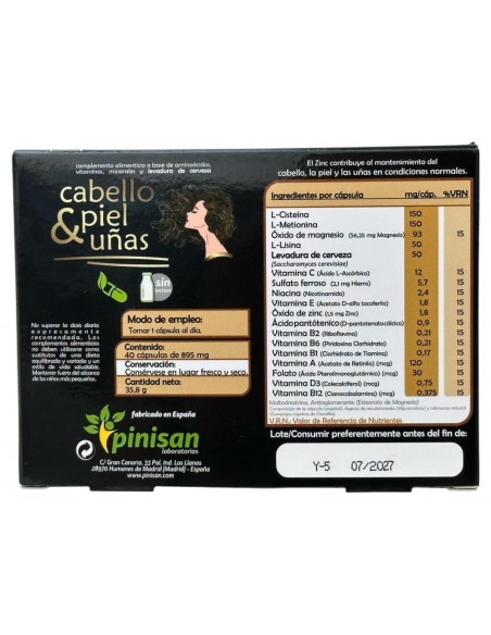 Cabello Piel Y Uñas 30 Capsulas de Pinisan