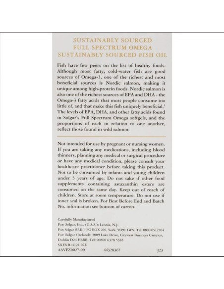 Full Spectrum Omega 3, 5, 6, 7 y 9 120Cap. de Solgar