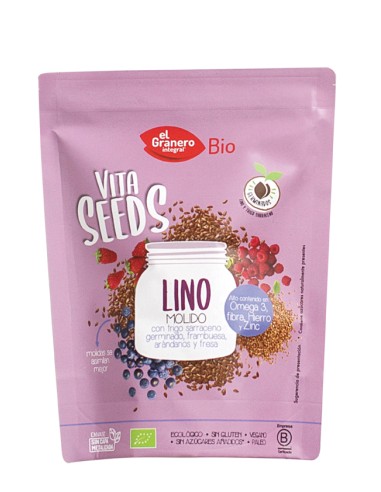 Vitaseeds Lino Molido, Trigo Sarraceno, Frambuesa, Arandanos Y Fresa Bio, 200 G de El Granero Integral