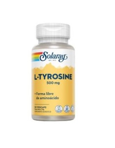 L-Tyrosina 500 mg Solaray - 50 cápsulas vegetales naturales