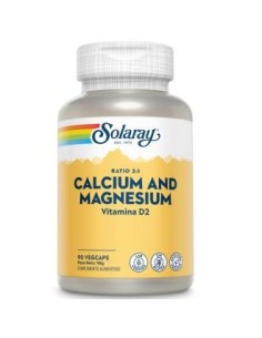 Calcio y Magnesio Solaray 90 Vegcaps – Salud Ósea Natural