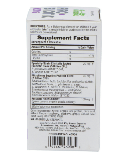 Gi Natural Probiotic Kids 30 Comp Masticables Natures Plus