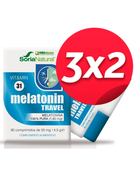 Pacote 3X2 Melatonina Travel 90 comprimidos de Suplementos Mgdose