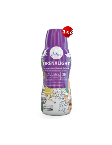Pack 4x3 uds Drenalight Detox Solución Oral 600 Ml De Dietmed