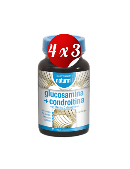 Pack 4x3 uds Glucosamina 500 Mg+Condroitina 400 Mg  45 Capsulas De Dietmed