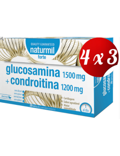 Pack 4X3 Glucosamina 1500Mg.+Condroitina 1200Mg Forte 20Amp