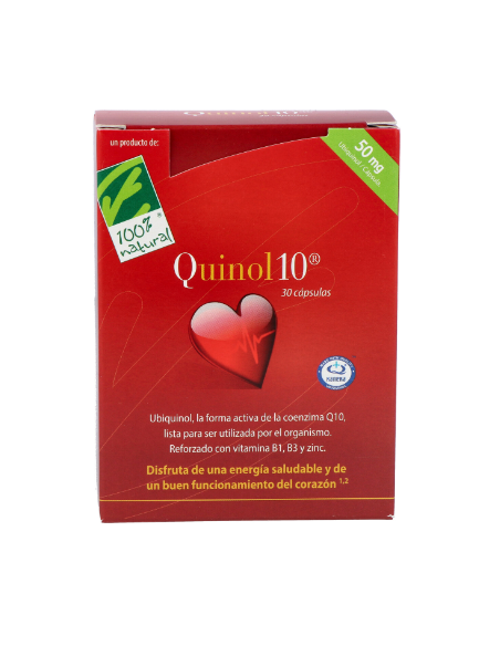 Quinol10®-50mg. 30. Caja con 30 cápsulas de 50mg de Ubiquinol (en blíster)