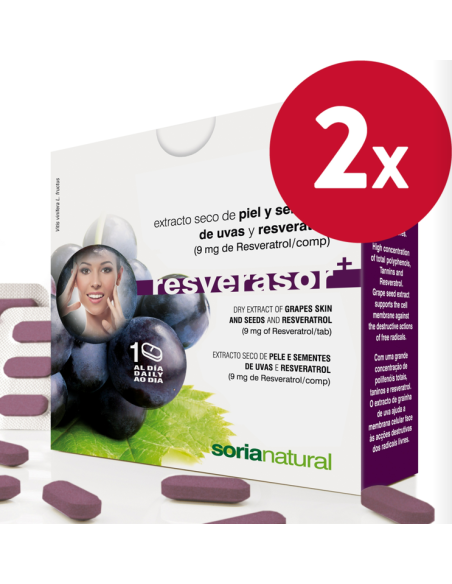 Pacote de 2 Resverasor Plus 28Comp. de Soria Natural