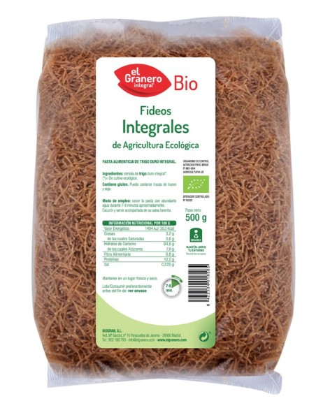 Macarrão Integral Orgânico, 500 G da El Granero Integral