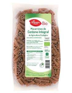 Macarrones De Centeno Integral Bio, 500 G de El Granero Inte