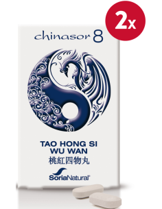 Pacote de 2 Chinasor 8 Tao Hong Si Wu Wan 30 Comprimidos Naturais Soria