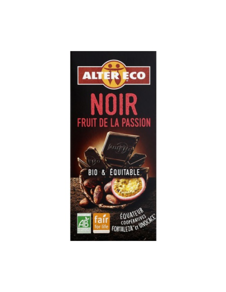 Chocolate Negro Con Fruta De La Pasion Bio, 100 G de Altereco