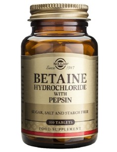 Betaína Clorhidrato con Pepsina  100 comprimidos Solgar
