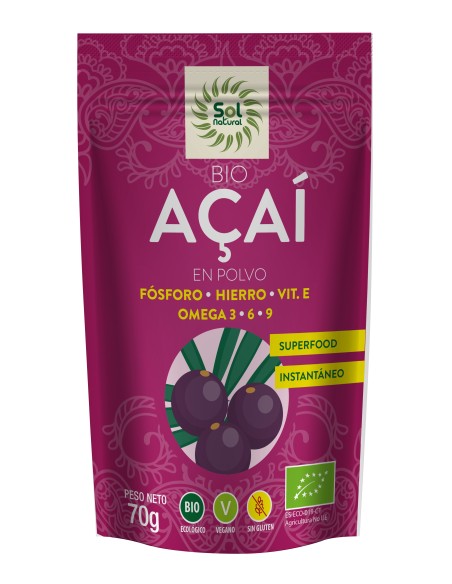 Açaí En Polvo Bio 70 Gramos  Sol Natural