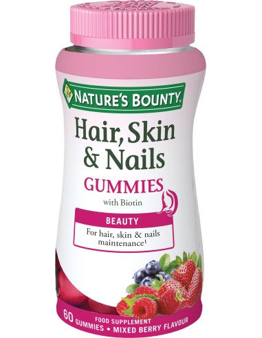 Gummies Pelo Piel Y Uñas Con Biotina 60Gominolas de Nature S Bounty