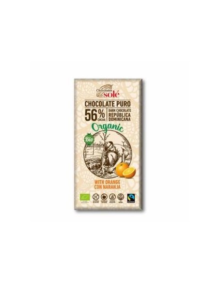 Chocolate Negro 56% Con Naranja 100Gr. Eco de Chocolates Sole