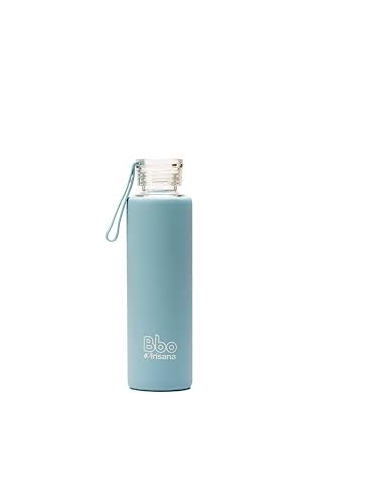 Botella Vidrio Bbo Azul Con Silicona 550 Mililitros Irisana