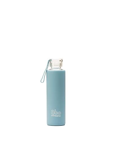 Botella Vidrio Bbo Azul Con Silicona 550 Mililitros Irisana