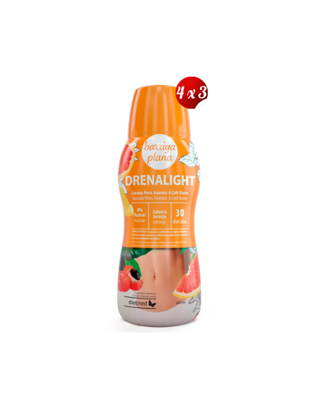 Pack 4x3 uds Drenalight Barriga Plana Solución Oral 600 Ml De Dietmed