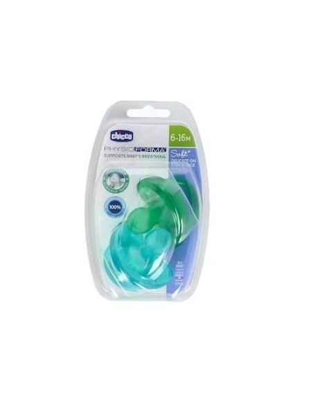 Chupete Physio Soft Sili Anat Azul/Verde 6-12 2Un Chicco