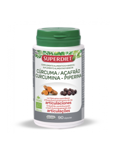 Cúrcuma Curcumina Piperina - 90  Cápsulas  de Superdiet