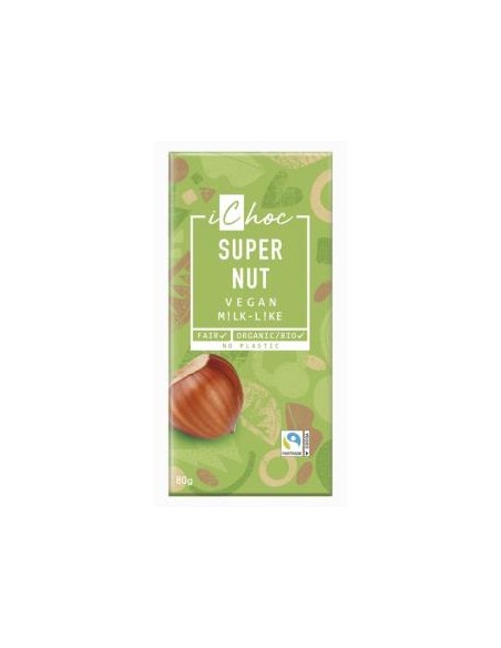 Super Nut Con Avellanas Chocolate 80 Gramos Bio Vegan Ichoc