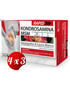 Pacote 4x3 unidades Kondrosamina Msm Rapid 15 X 15 Ml De Dietmed