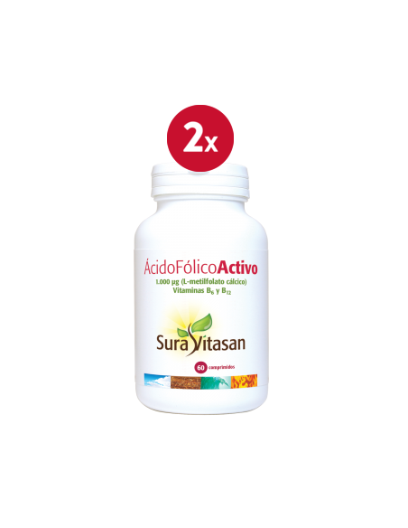 Pack de 2 uds Acido Folico Activo 60Comp. de Sura Vitasan