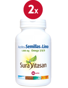 Pacote de 2 unidades de Óleo de Semente de Linho 1000Mg. 90Pérolas Sura Vitasan