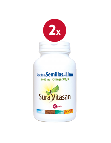 Pack de 2 uds Aceite De Semillas De Lino 1000Mg. 90Perlas de Sura Vitasan