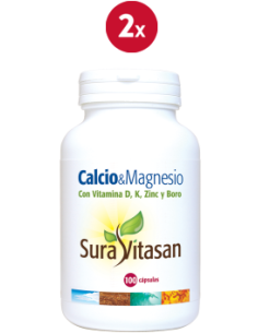 Pack de 2 uds Calcio & Magnesio+D+Zinc+Boro 100Cap. de Sura Vitasan