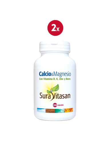Pack de 2 uds Calcio & Magnesio+D+Zinc+Boro 100Cap. de Sura Vitasan