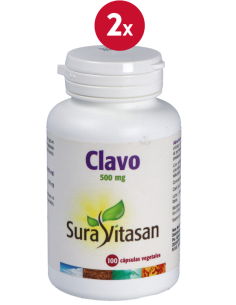 Pacote de 2 unidades de Cravo 500Mg. 100Cap. por Sura Vitasan