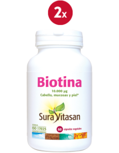 Embalagem de 2 unidades Biotina 10000Mcg 60Vcap. por Sura Vitasan