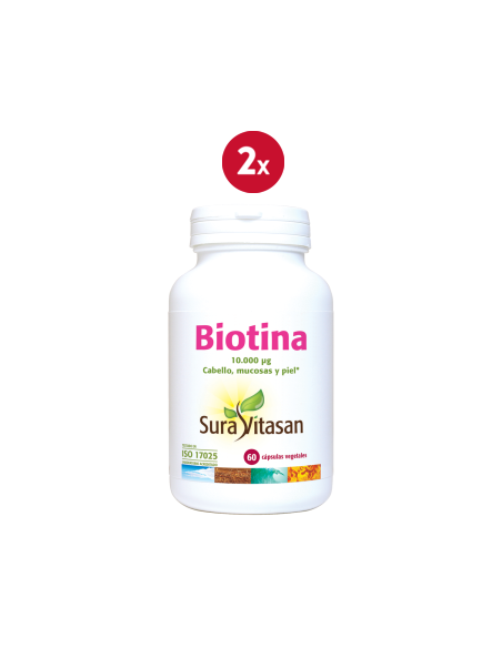 Pack de 2 uds Biotina 10000Mcg 60Vcap. de Sura Vitasan