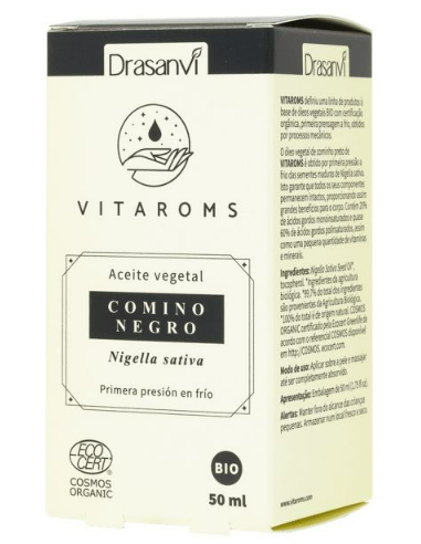 Aceite Vegetal Comino Negro Bio (Primera Presion Frio) 50Ml Ecocert Vitaroms Drasanvi