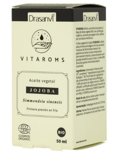 Aceite Vegetal Jojoba Bio (Primera Presion Frio) 50Ml Ecocert Vitaroms Drasanvi