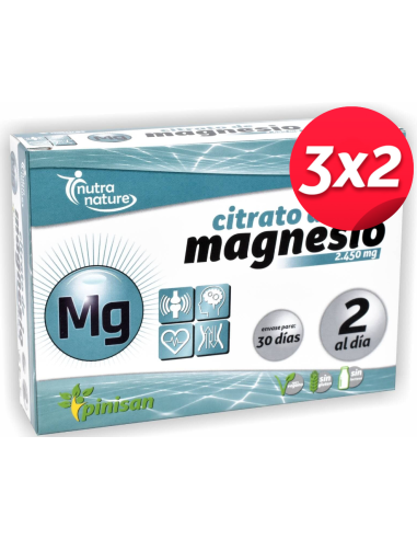 Pack 3x2 Citrato de Magnésio, Nutranature 60 Comp da Pinisan