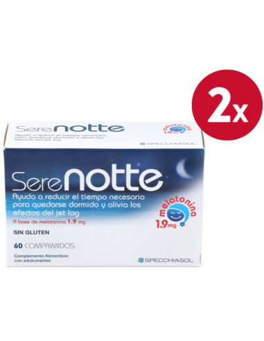 Pacote 2 unidades Melatonina 1'9 (Serenotte) 60 Specchiasol Mastigáveis