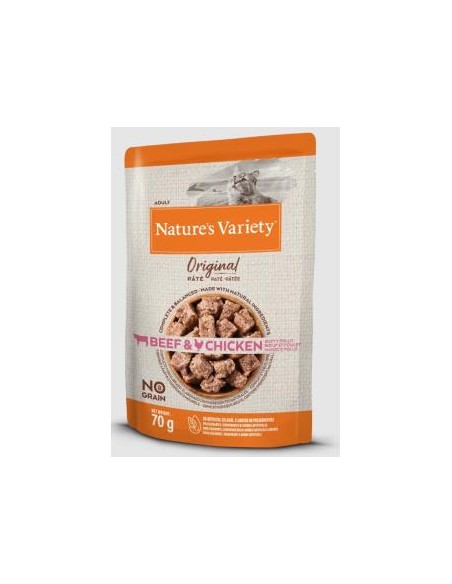 Natures Variety Feline Adult Pate Buey Pollo 12X70Gr. de Nature S Variety Vet