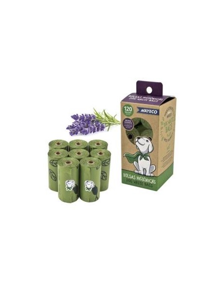 Caja De 8 Rollos De Bolsas Higienica Aroma Lavanda de Nayeco Vet