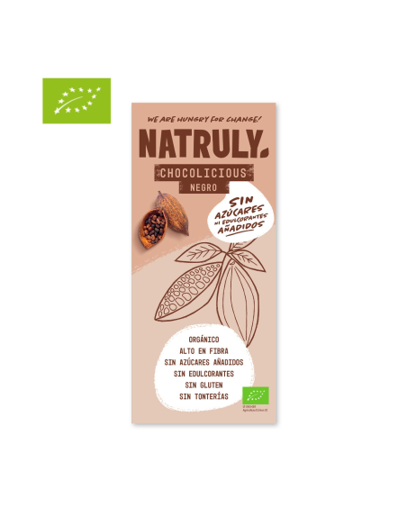Tableta de Chocolate Negro Bio 85 G 70% Cacao sin azucares añadidos de Natruly
