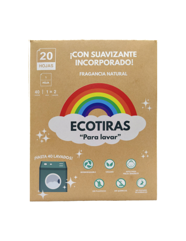 Ecotiras Para Lavadora Con Suavizante 20 Hojas 40 Lavados  de Ecotiras
