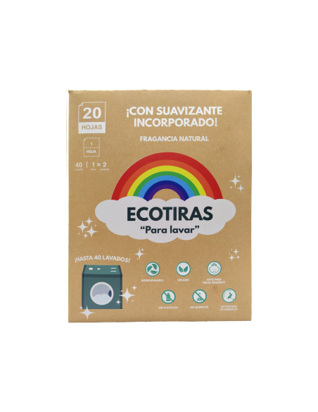 Ecotiras Para Lavadora Con Suavizante 20 Hojas 40 Lavados  de Ecotiras